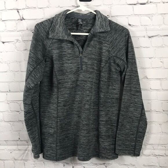 Mountain Hardwear charcoal Heather fleece 1/4 zip pullover sweatshirt small EUC - Picture 1 of 5